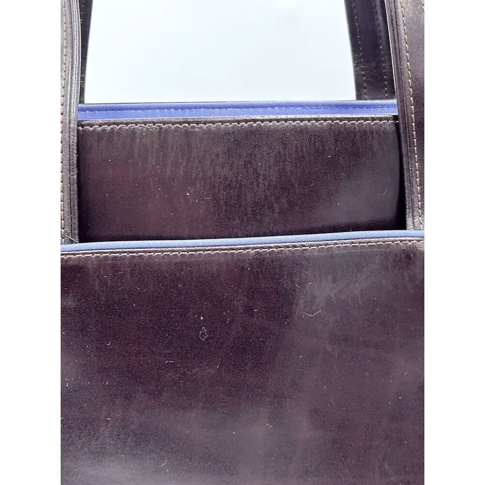 Longchamp Vintage Women's Brown‎ Leather Purple Lining Top Handle Shoulder Bag